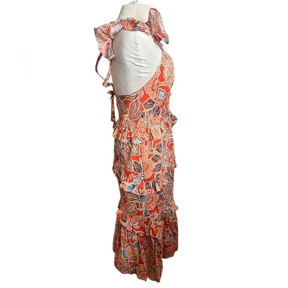 Misa Los Angeles Morrison Dress in Tangerine Floral - Small